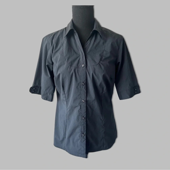 Merrell Black Button Down Opti Wick Short  Sleeve Shirt - Picture 1 of 15